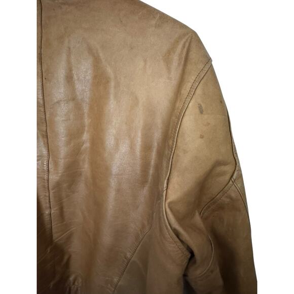 New Zealand Mens XL Leather Bomber Cooper Collections X Large Flaws Tan READ - Picture 5 of 10